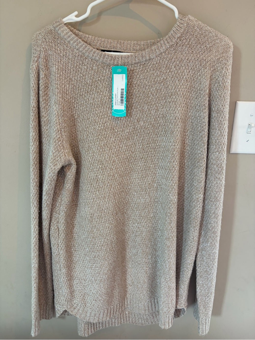 Pink Clover Nickole Textured Pullover Beige Sweater- NWT L Stitch Fix